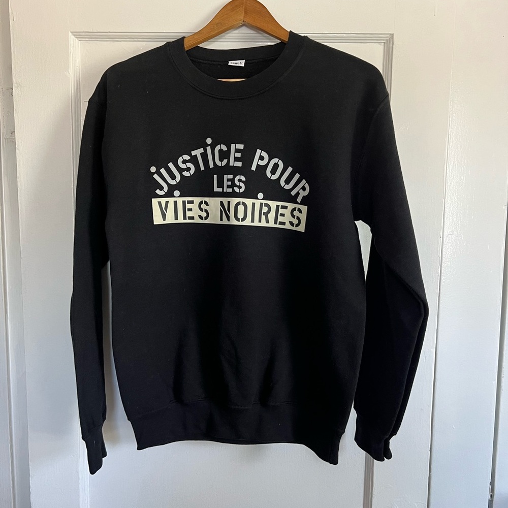 Clare V. Black Justice Sweatshirt S Like New